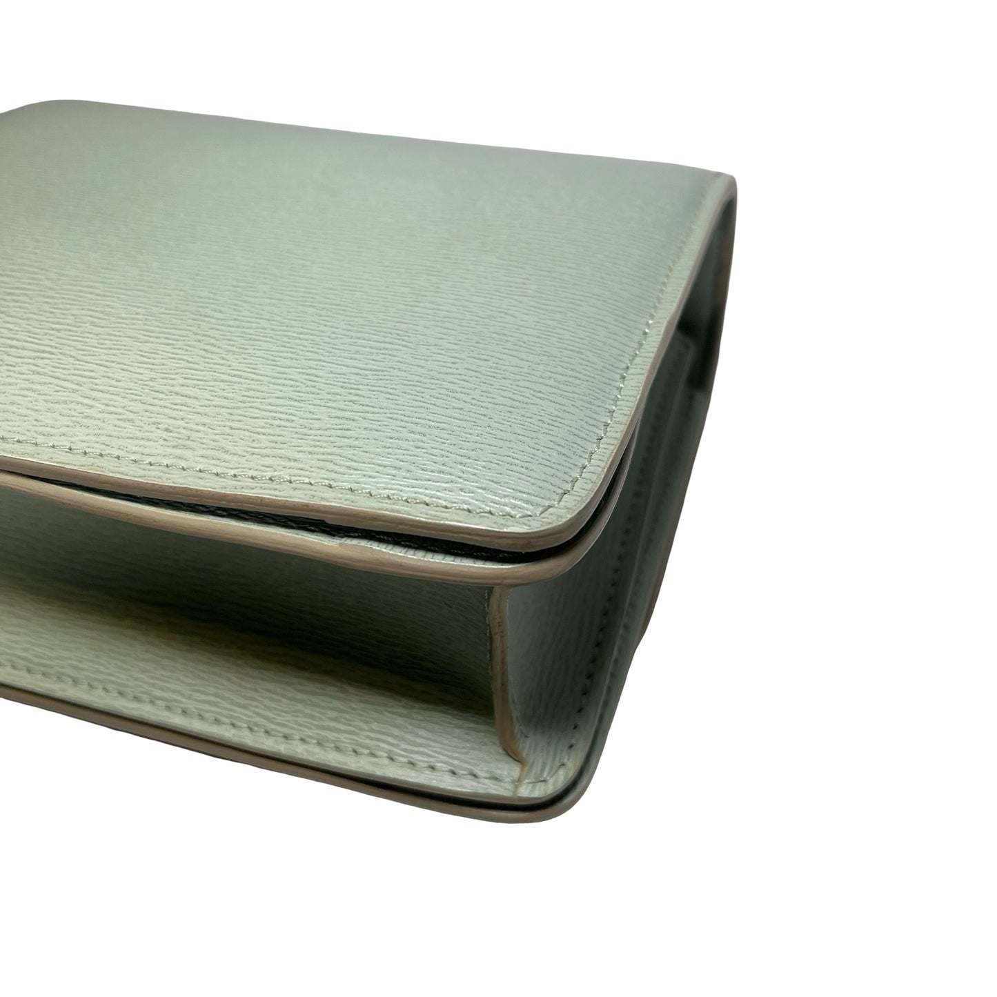 CELINE Epi Leather Classic Box Shoulder Bag Light Green GHW