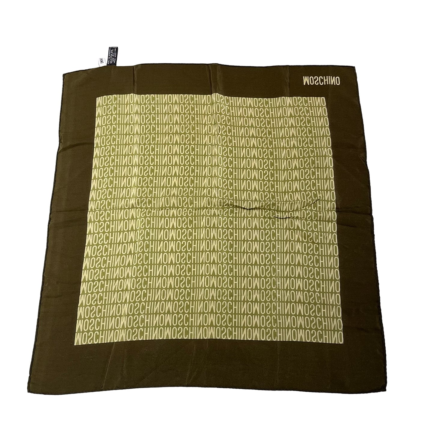 Used MOSCHINO Silk Monogram Square Scarf Green