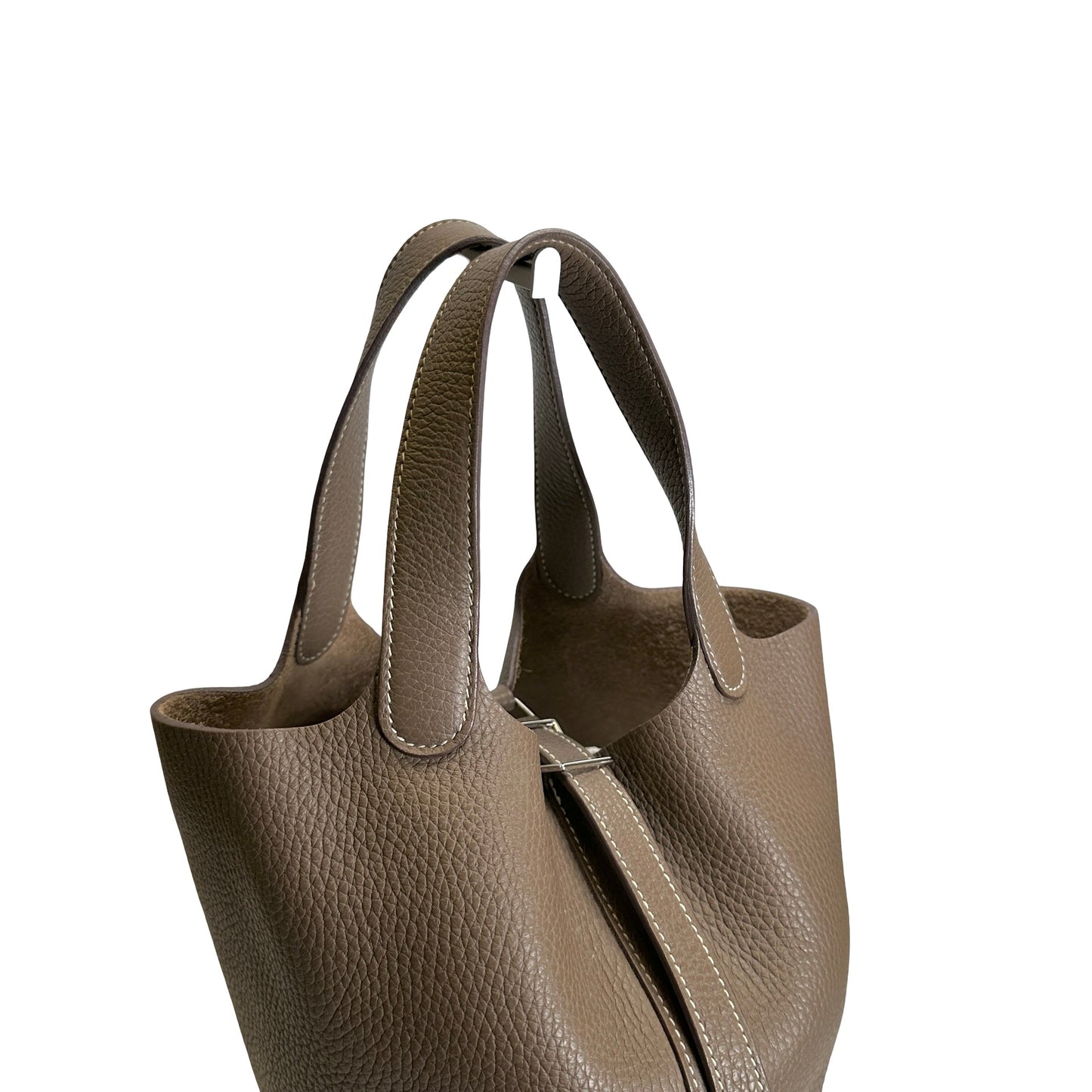 Used HERMES Clemence Picotin Lock Handbag Etain