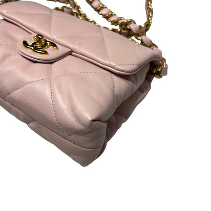 Used CHANEL Lambskin Leather Cross Body Bag Pink GHW