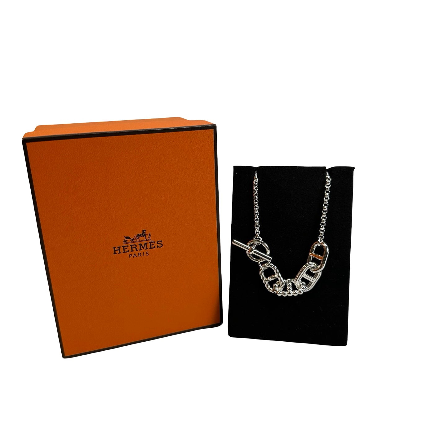 Used HERMES Silver 925 Chaine d'Ancre Amulette Necklace Silver