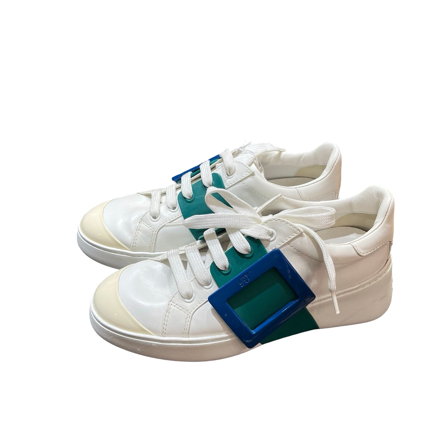 Used ROGER VIVIER Used Roger Vivier Viv Skate Sneakers Shoes Shoes White Blue Green