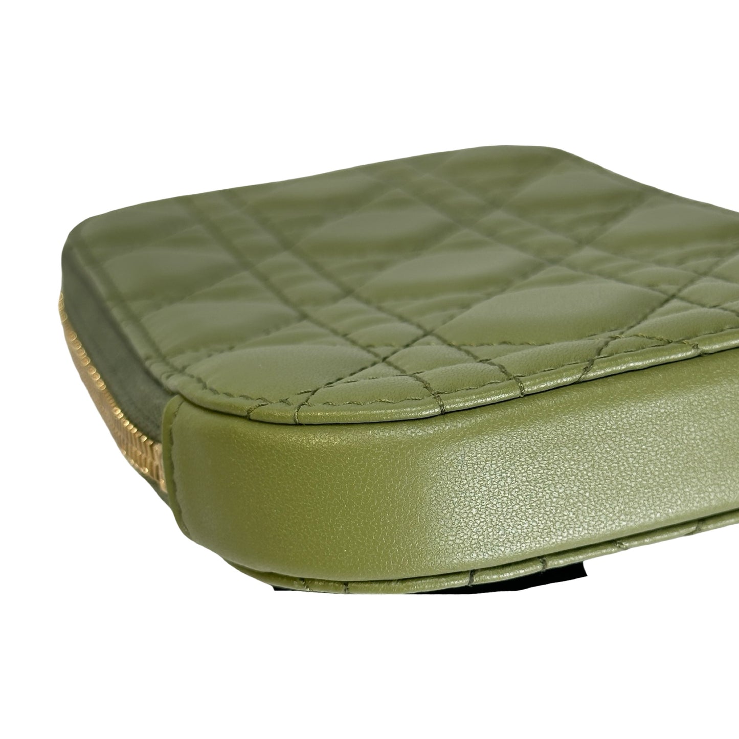 Used DIOR Cannage Cannage Pouch Green GHW