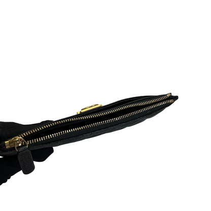 Used CHANEL Caviar Quilted Boy Pouch Black Gold