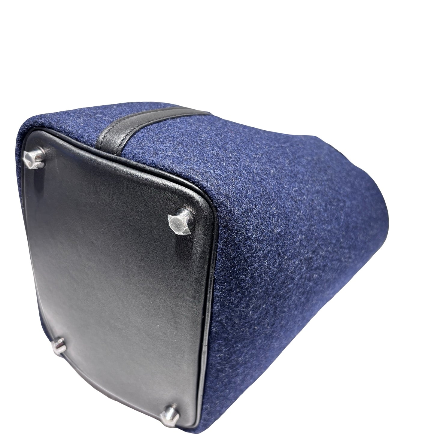 Used HERMÈS Wool Picotin 18 Handbag 2Z Bleu Nuit PHW