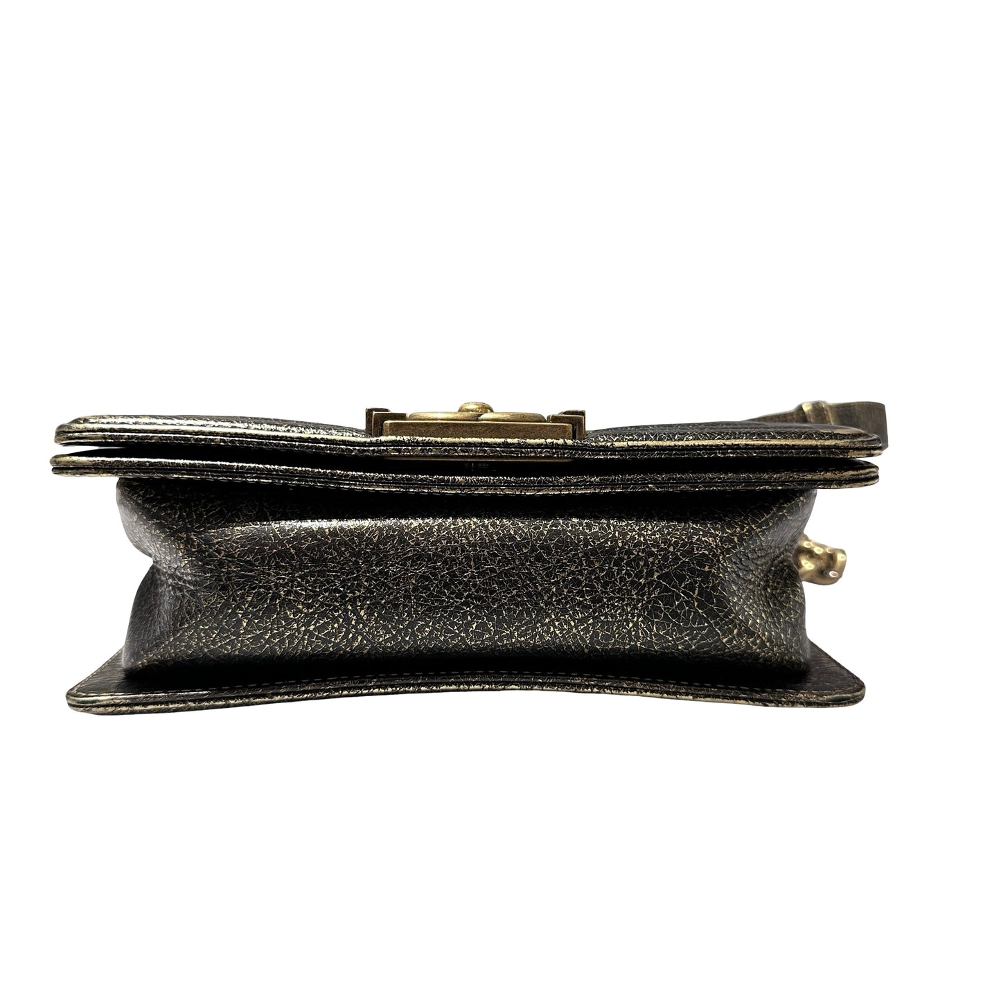 Used CHANEL Boy 20cm Cross Body Bag METALLIC BLACK GHW
