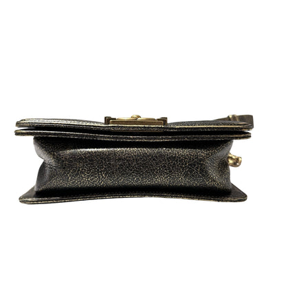 Used CHANEL Boy 20cm Cross Body Bag METALLIC BLACK GHW