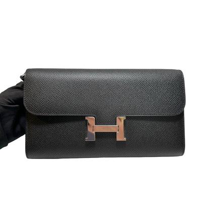 Used Hermès Calfskin Leather Constance to go Cross Body Bag PHW Black
