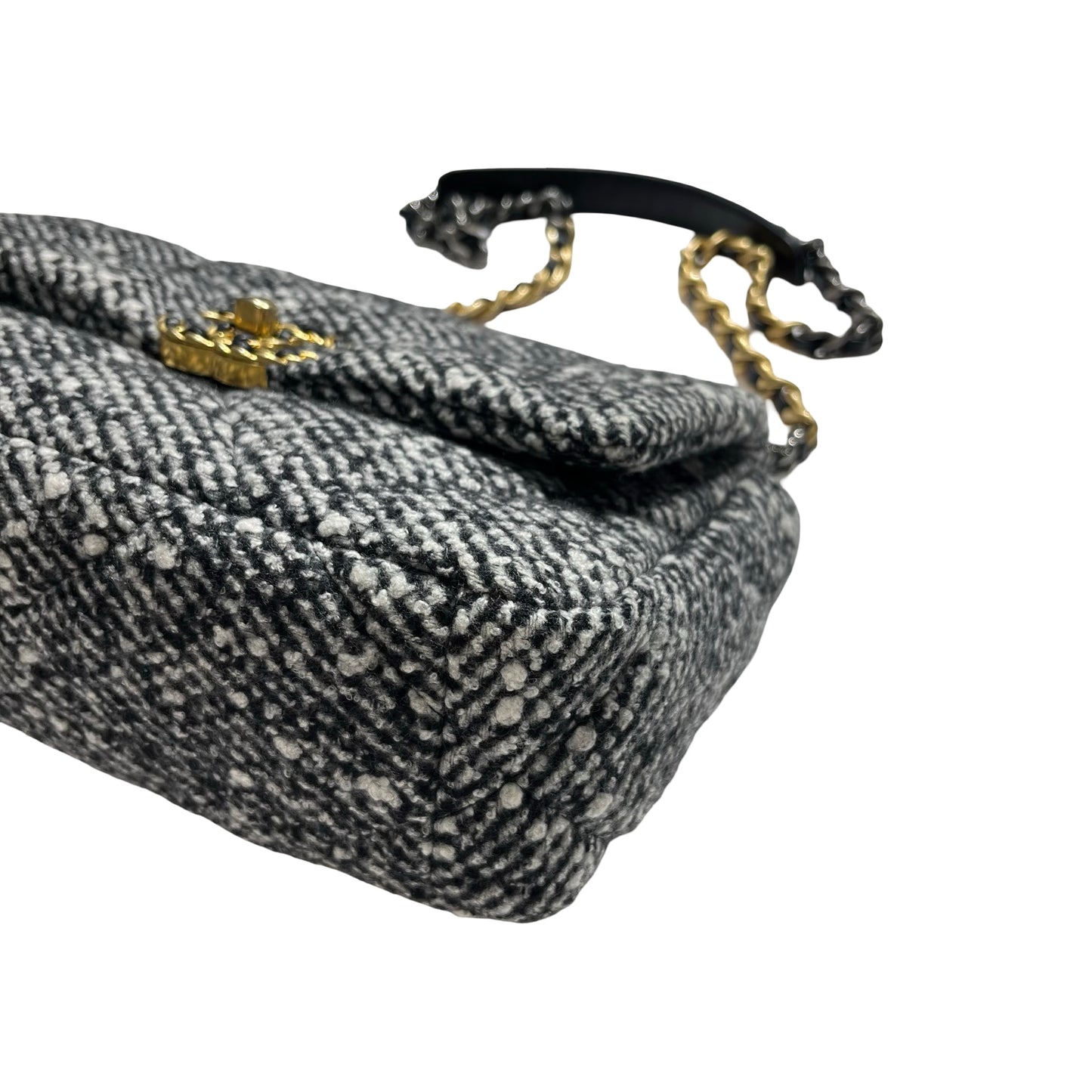 Used CHANEL Tweed Chanel 19 Handbag Black White