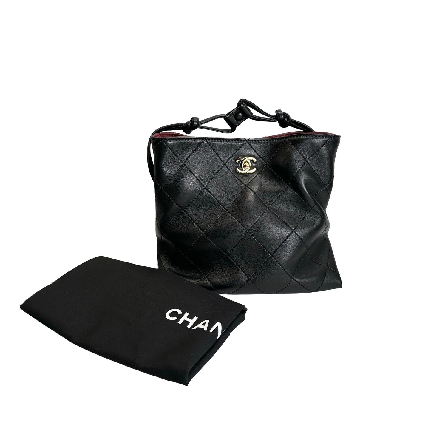 Brand New CHANEL Quilted Leather Gabrielle Hobo Bucket Bag Black Gold