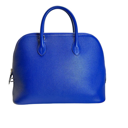 Used HERMES Evercolor Bolide 30 Handbag 7T Blue Electric