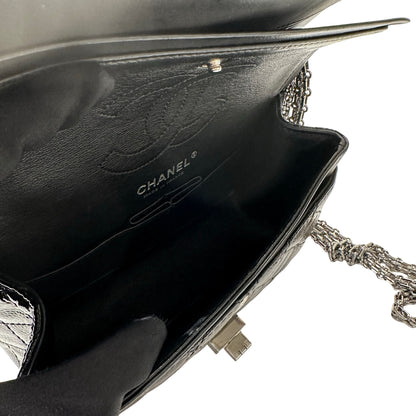 Used CHANEL Patent Leather 2.55 Mini 224 Double Flap Shoulder Bag Black PHW