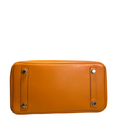 Used HERMES Swift Birkin 25 Handbag Orange PHW