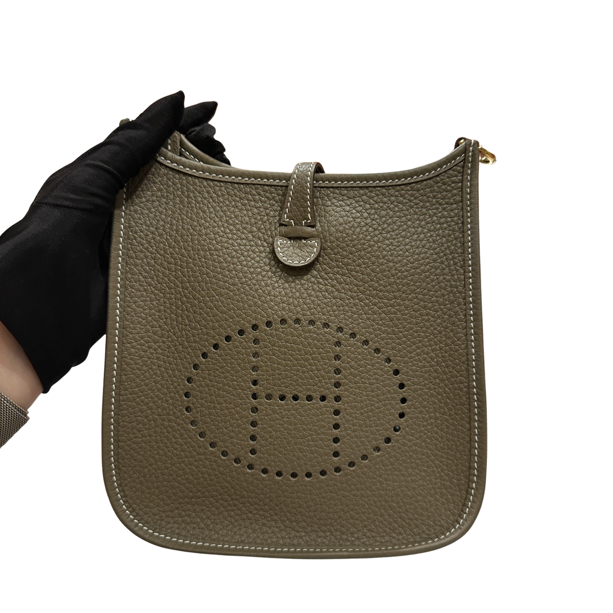 Brand New HERMES Clemence Evelyne Crossbody Bag Etoupe