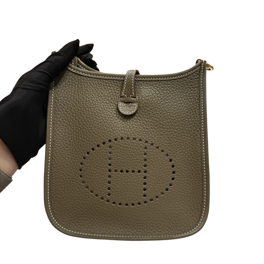 Brand New HERMES Clemence Evelyne Crossbody Bag Etoupe