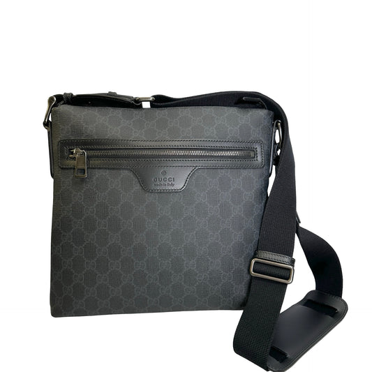 Used GUCCI GG Supreme Canvas GG Supreme Crossbody Bag Black Grey