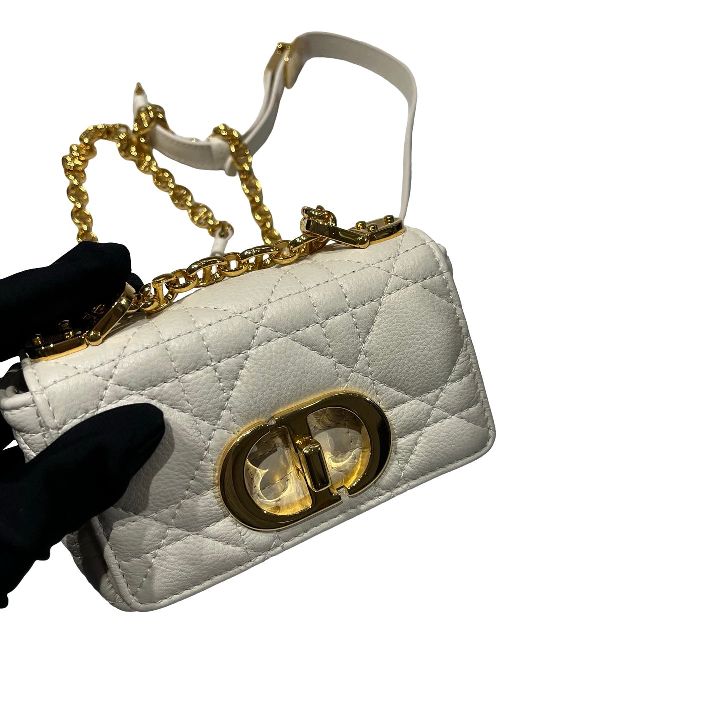 Used DIOR Cross Body Bag White GHW