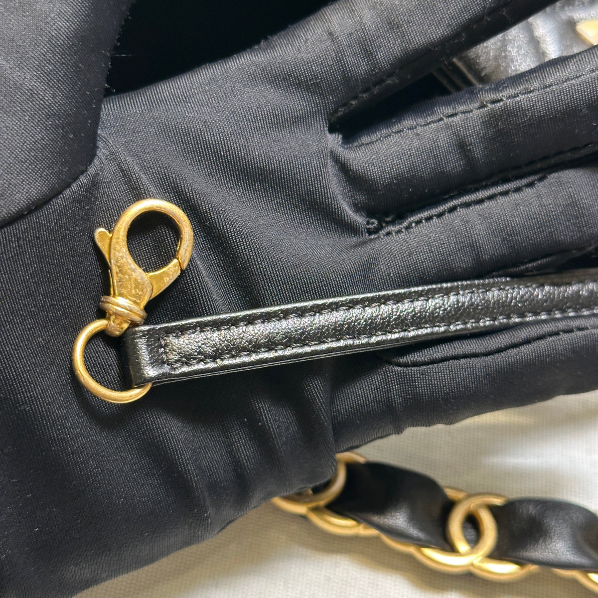 Used CHANEL Quilted Calfskin Hobo Bag Hobo Bag Black Gold