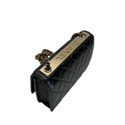 Used CHANEL Quilted Lambskin Wallet on chain Wallet on chain Black Gold