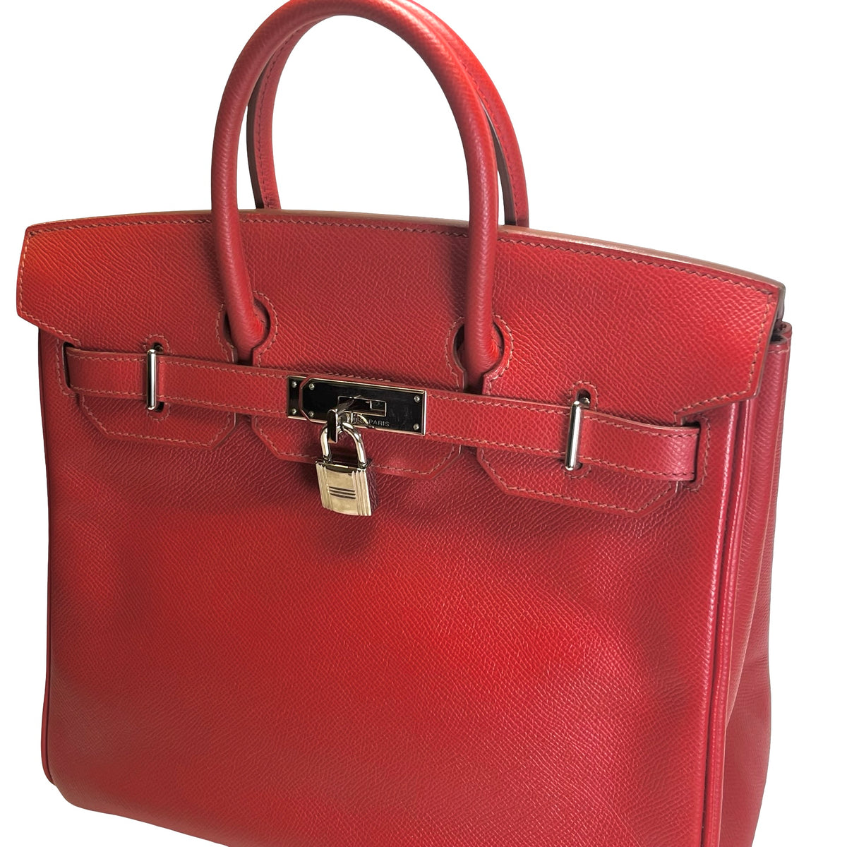 Used HERMES Epsom HAC 28 Handbag Red PHW