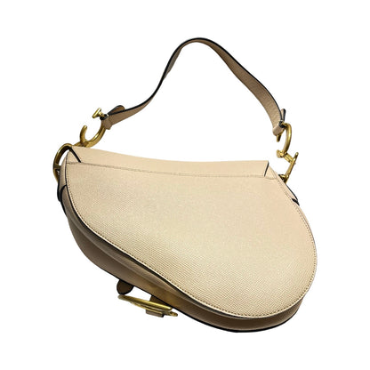 Used Dior Saddle Shoulder Bag Beige GHW