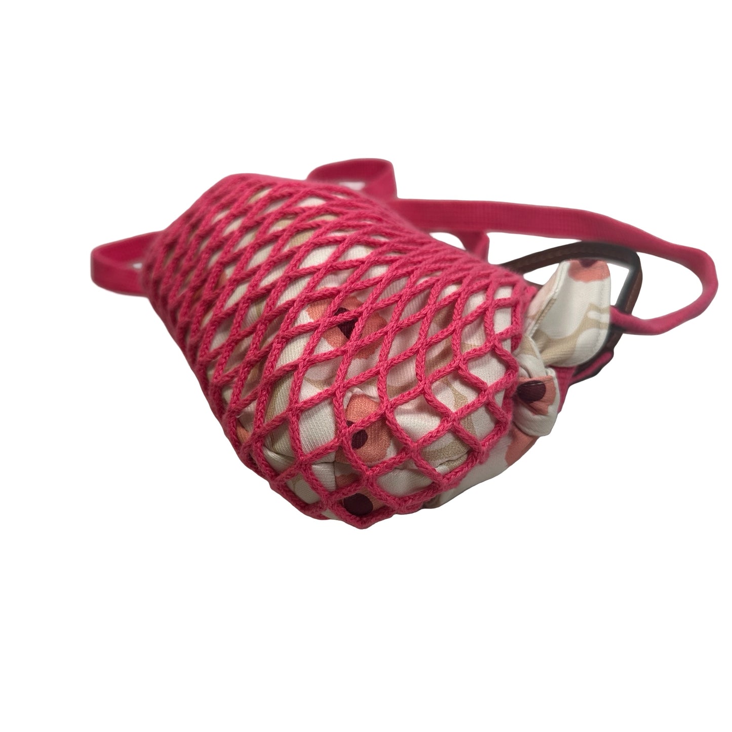 Used LONGCHAMP Netting Le Pliage Filet Cross body bag Pink Brown