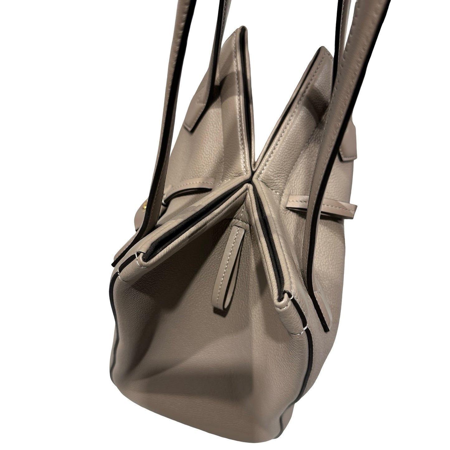 Used Fendi Calfskin Leather Tote Bag Grey GHW