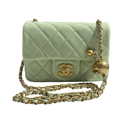 Brand New CHANEL Matelasse Quilted Mini Matelasse Mini Bag Light Green GHW