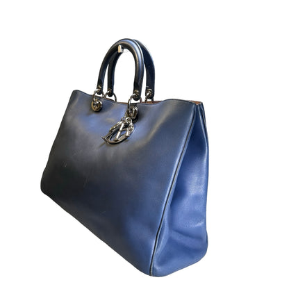Used DIOR Leather Diorissimo Tote Bag Blue