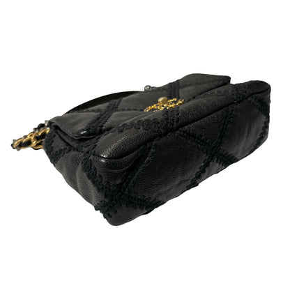 Used CHANEL Calfskin Leather 19 Small Calfskin Shoulder Bag Black GHW