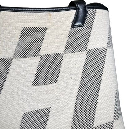 Used HERMÈS Canvas Cabas H En Biais 27 Cross Body Bag Black White