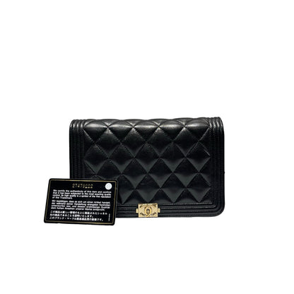 Used Chanel Lambskin Leather WOC Shoulder Bag Black GHW