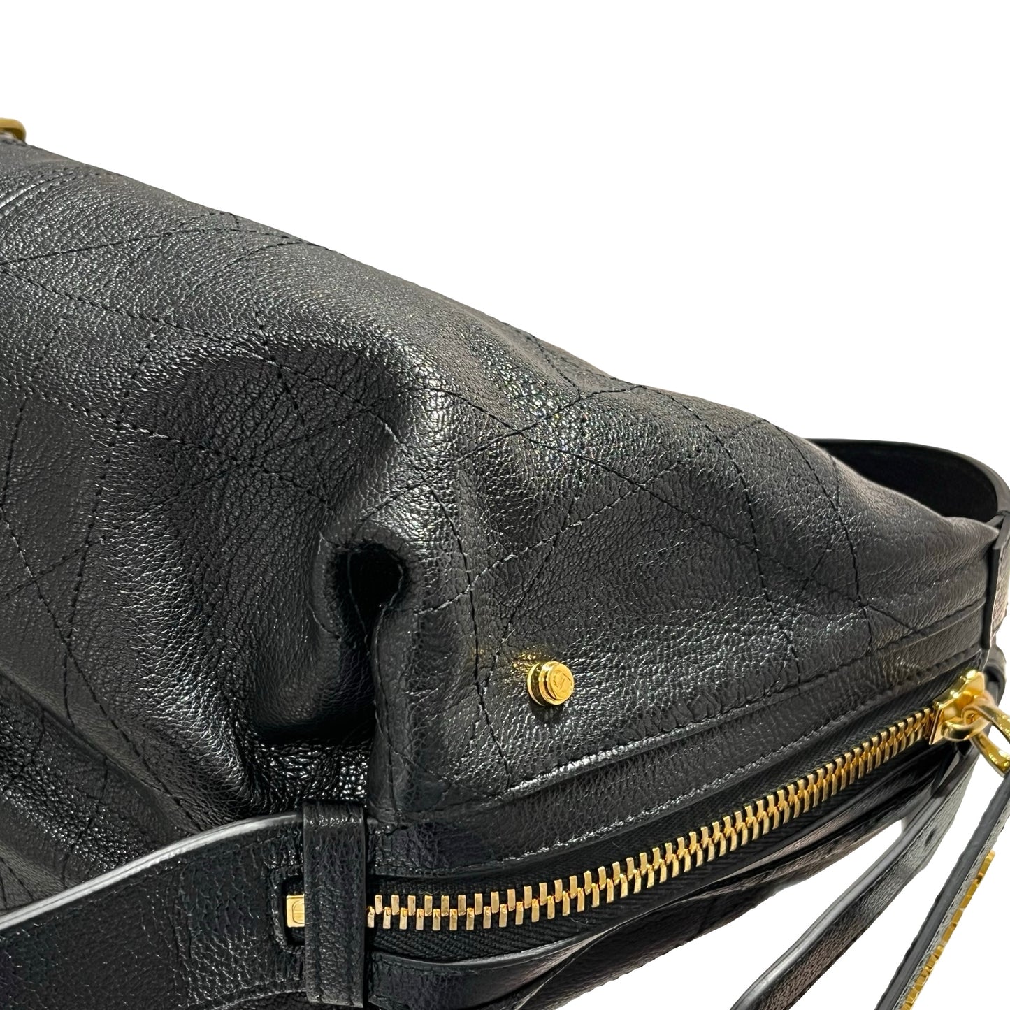 Used DIOR Calfskin Leather D-Joy Medium Shoulder Bag Black