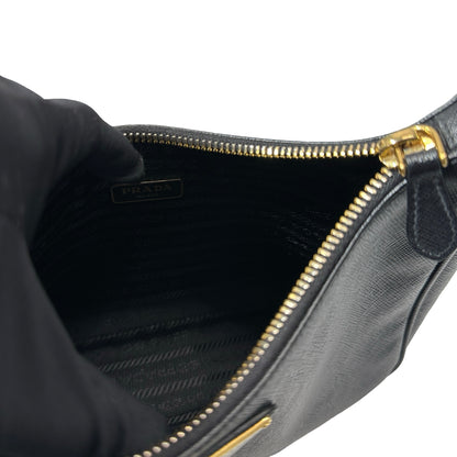 Used PRADA Calfskin Leather 3-in-1 Shoulder Bag GHW Black