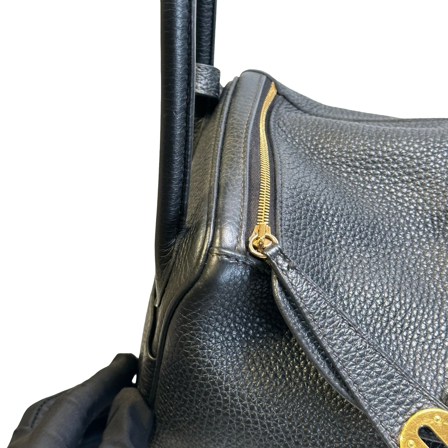Used HERMES TC Lindy 26 Handbag Black GHW