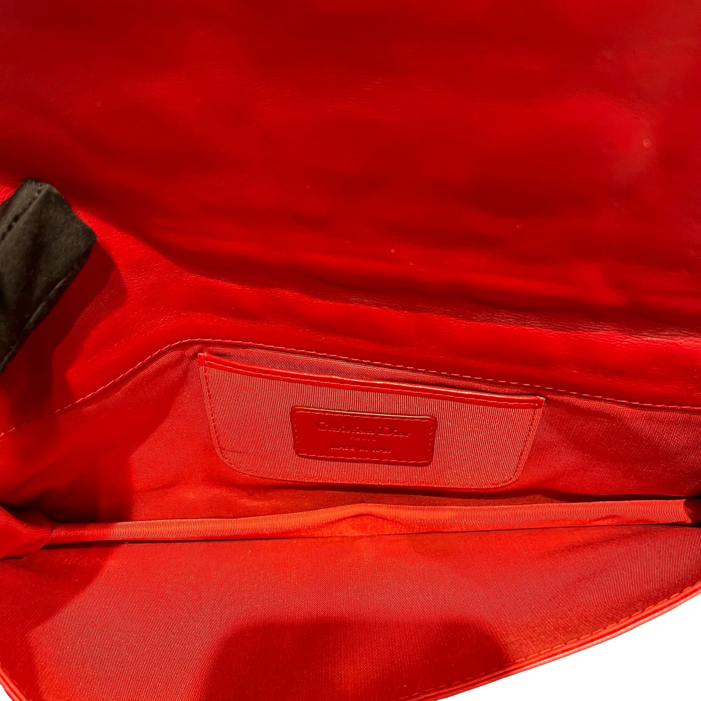 Used DIOR Cannage Lambskin Lady Dior Wallet on chain Red PHW