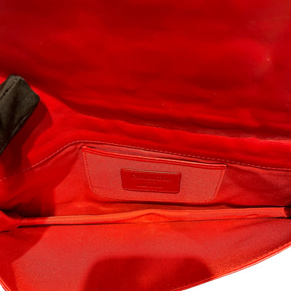 Used DIOR Cannage Lambskin Lady Dior Wallet on chain Red PHW