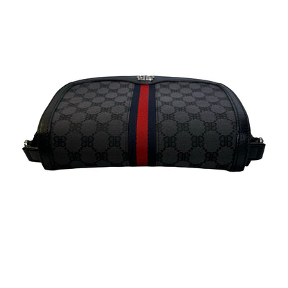 Used BALENCIAGA X GUCCI BB Monogram Web Stripe Canvas Leather Hacker Project Small Shoulder Bag Shoulder Bag Black Grey Red Blue