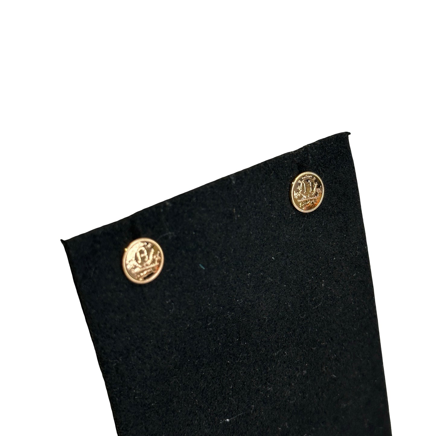 Brand New HERMES Ex Libris Earrings Gold