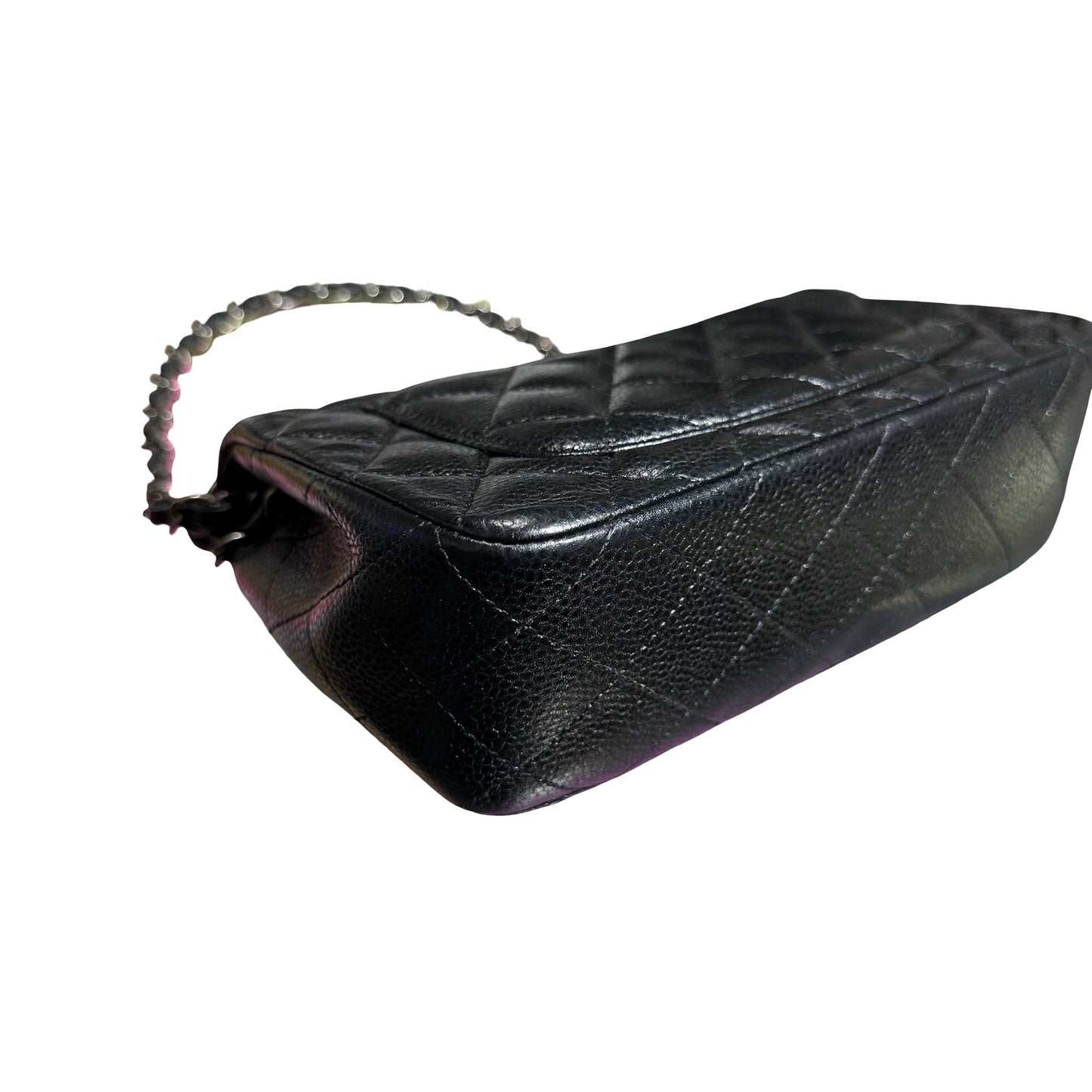 Used Chanel Calfskin Leather MINI FLAP 20 CM Shoulder Bag Black PHW