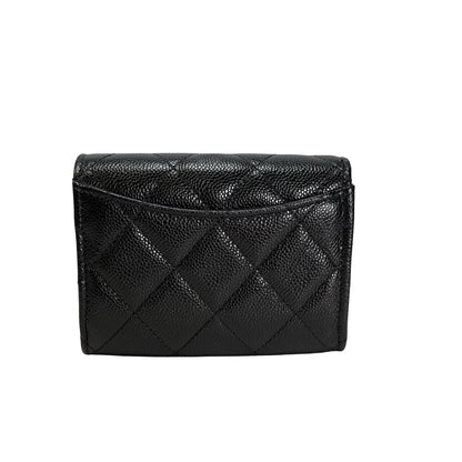 Brand New CHANEL Quilted Caviar Classic Flap Card Holder Card case Black PHW