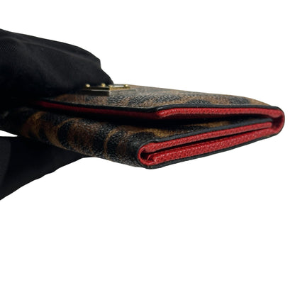 Used DOLCE&GABBANA Leopard Leather Leopard Print Wallet Wallet Brown Black， GHW
