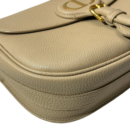 Used DIOR Calfskin Leather Bobby Cross Body Bag Beige GHW