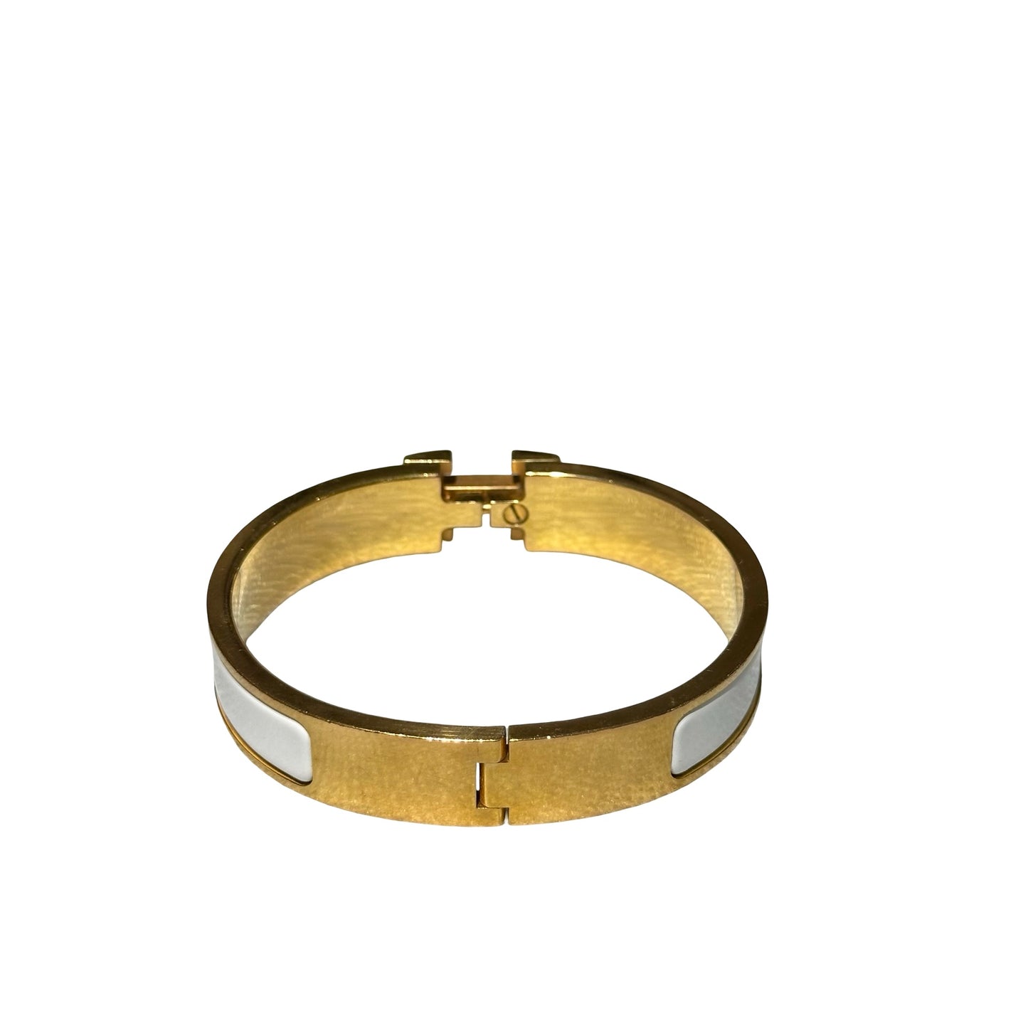 Used HERMÈS Mini Clic Kelly Bracelet Accessories White GHW