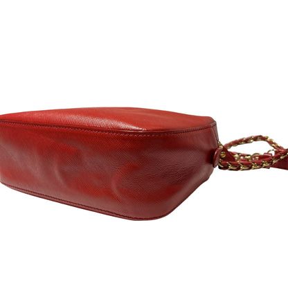 Used Ferragamo Saffiano leather Cross Body Bag Red GHW