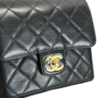 Used CHANEL Quilted Mini Flap Bag Chain Shoulder Bag Black Gold