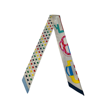 Used HERMES Abstract Stripes Twilly Twilly Multi-color White