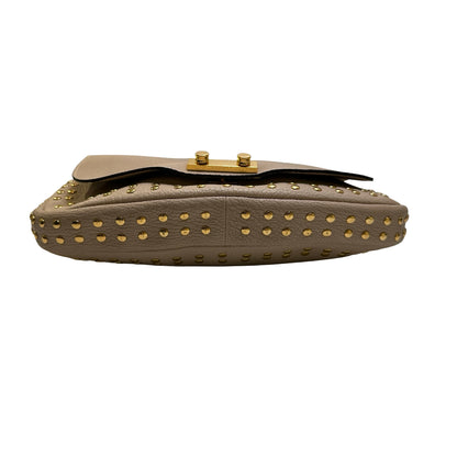 Used MARNI Leather Studded Trunk Bag Crossbody Bag Beige Gold