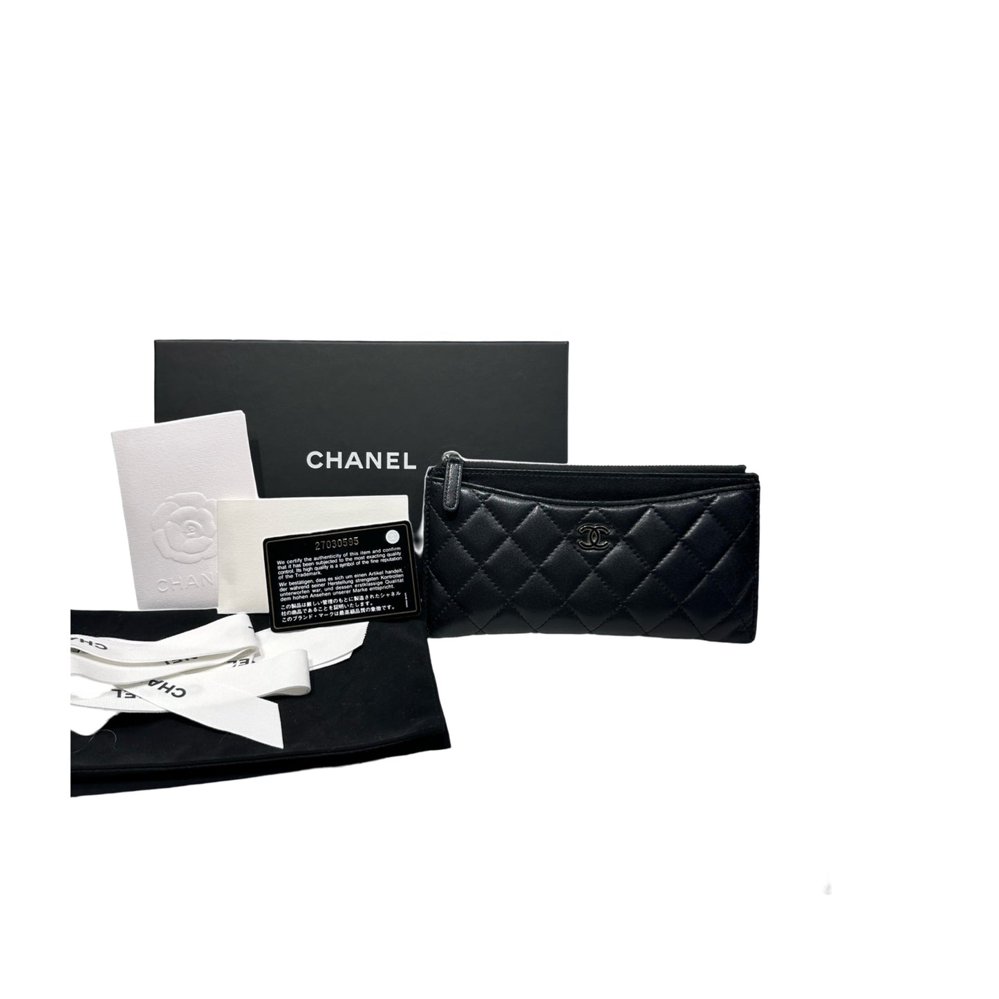 Used CHANEL Long Wallet Wallet Black PHW
