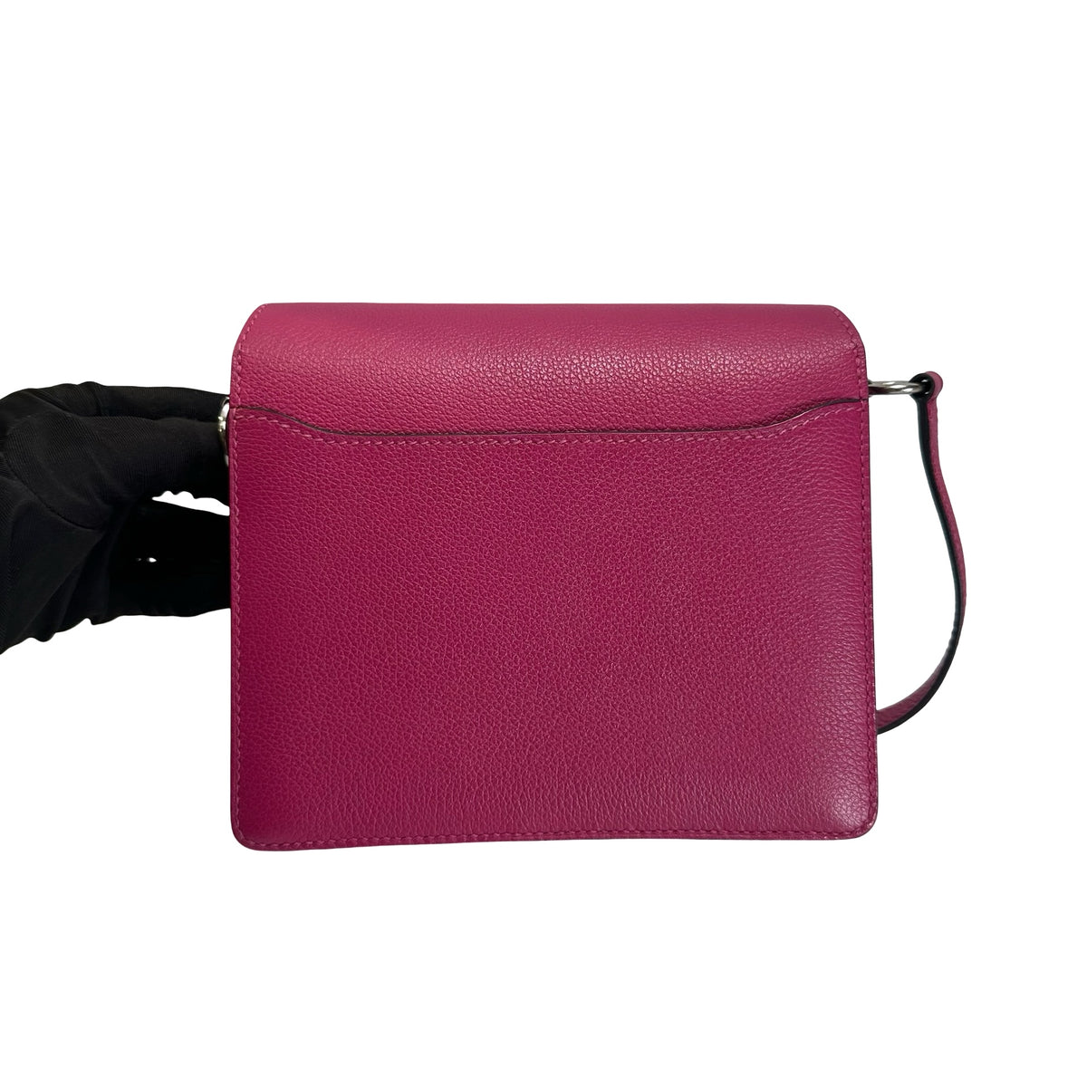 Used HERMES Leather Mini Roulis Crossbody Bag Purple PHW